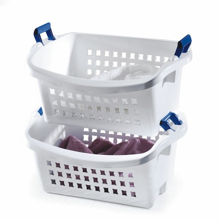 Rubbermaid Stack'N Sort White Plastic Laundry Basket FG292800WHT